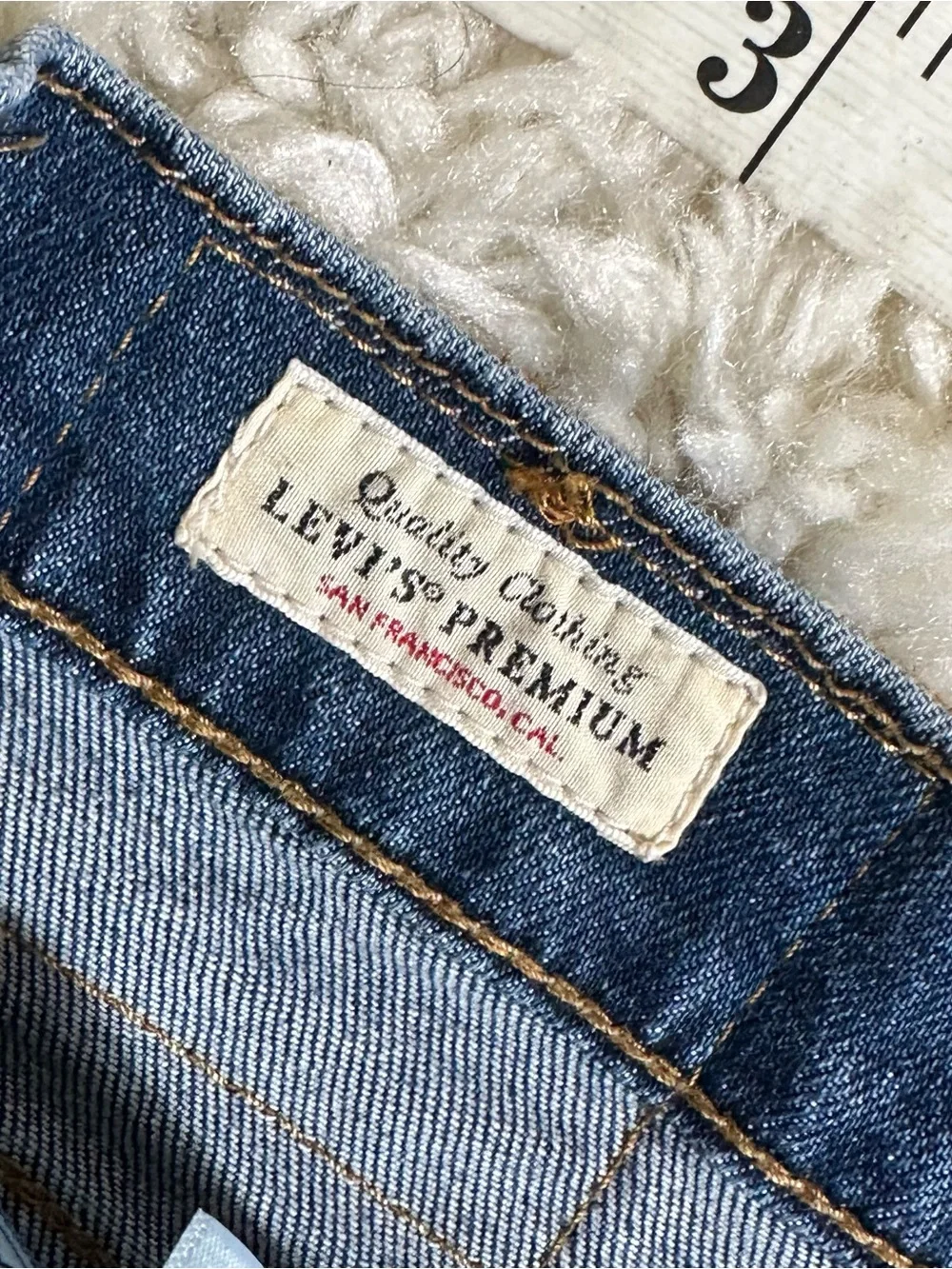 Levi's Dark Blue premium Straight Leg Jeans with Leather Patch
